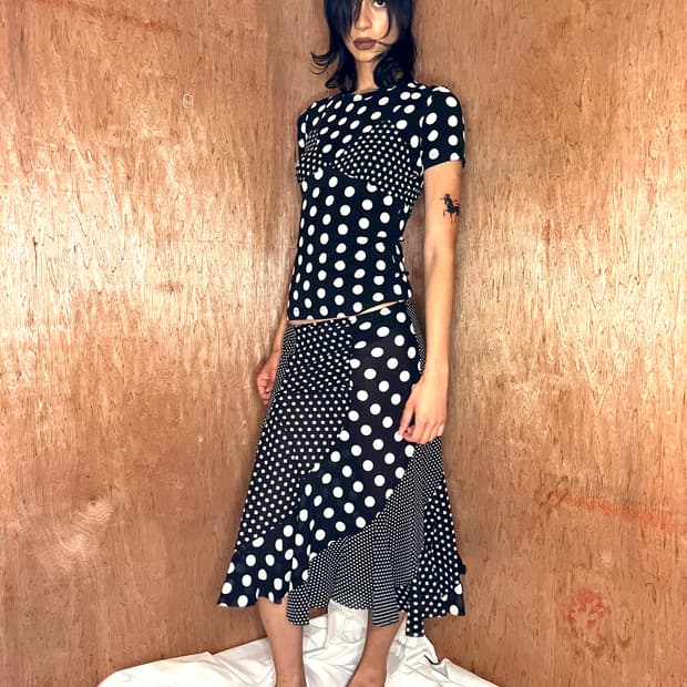 준야 와타나베 꼼데가르송 도트 패치워크 셋업