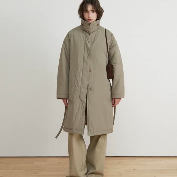 하네 텐더 발마칸 로브 패디드 코트 카키