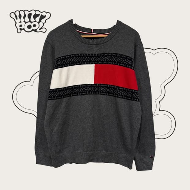 타미힐피거 페어아일 그레이 니트 스웨터 XL