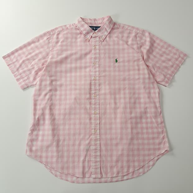CK259 XL 폴로 00s 깅엄 체크 핑크 반팔셔츠 남방