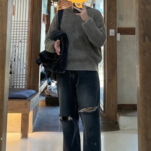 메종미네드 데미지 니트 브라운M