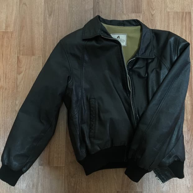 빈티지 레더 바시티 자켓