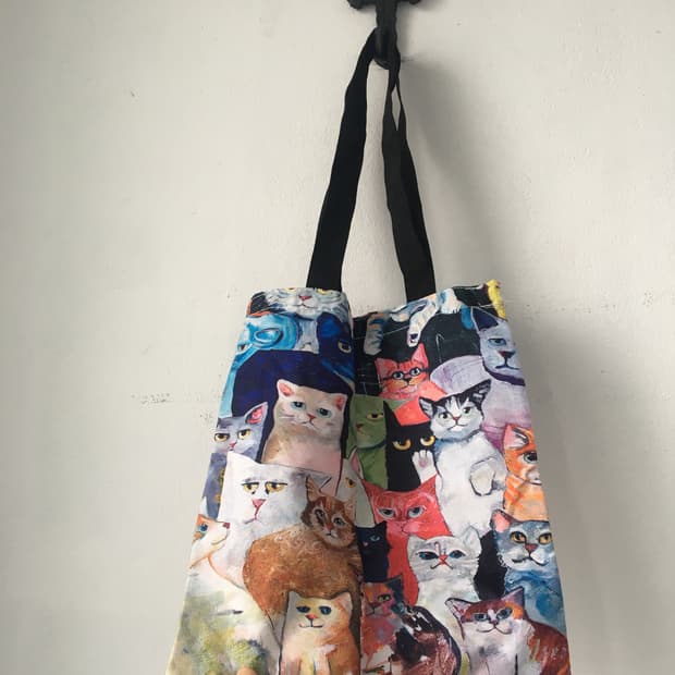 cat pattern canvas bag
