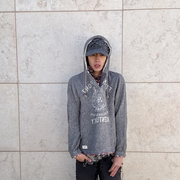 y2k Print Check Layered Hoodie Sleeve