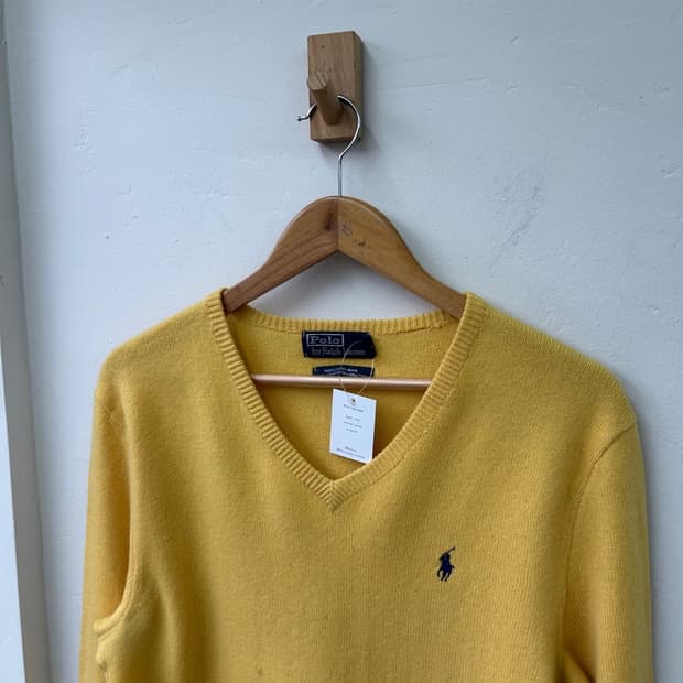 16174 - 폴로 랄프로렌 옐로우 브이넥 울 니트 (램스 울 100%