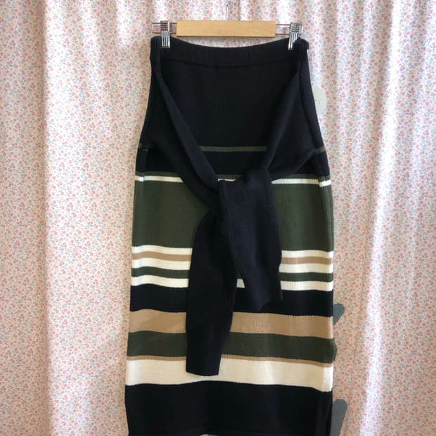 Knit stripe skirt