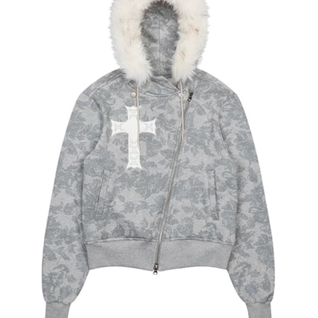 러브이즈트루 GT FUR UNBALANCE HOOD ZIP UP(GRAY