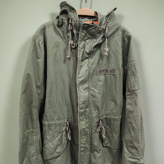 HUM N-65 카키 야상 후드 자켓