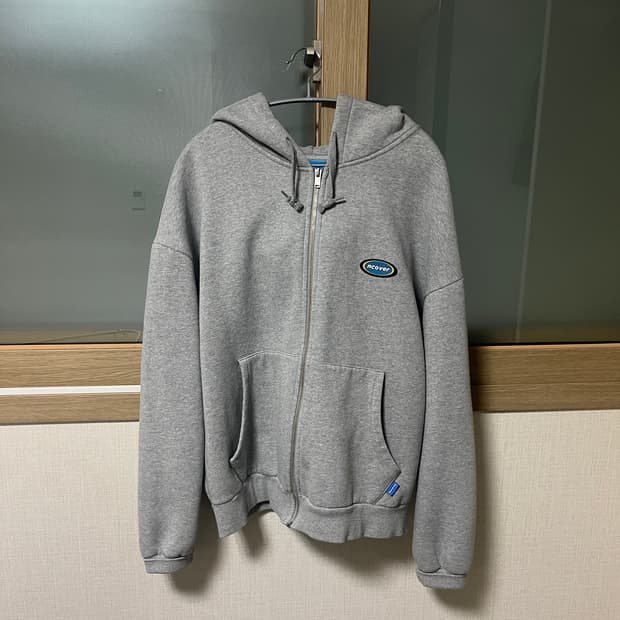 앤커버 오버핏 후드 집업 그레이