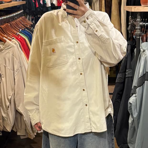 [HI] Carhartt 칼하트 코듀로이 긴팔셔츠 화이트