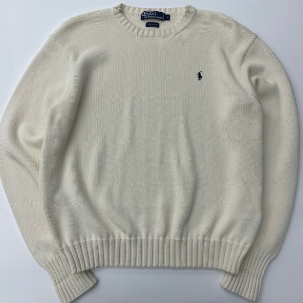 Polo 폴로랄프로렌 코튼 아이보리 라운드넥 니트 