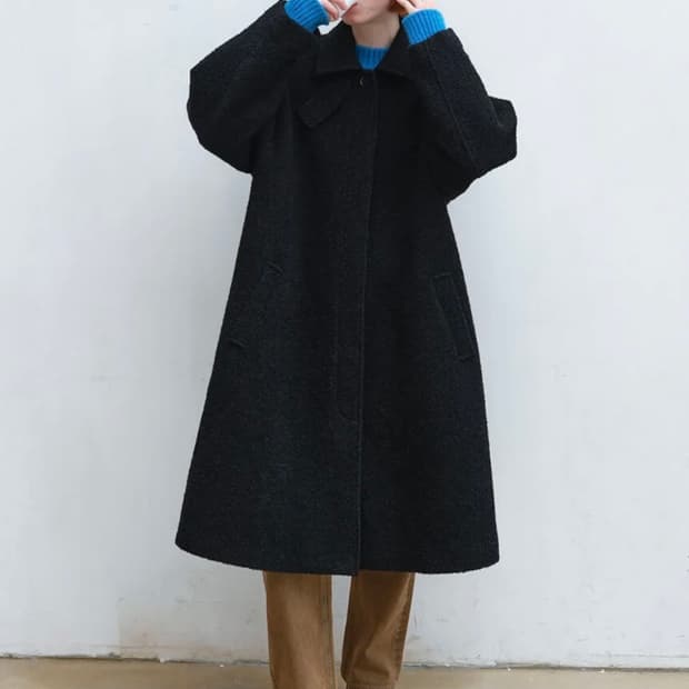 엔조블루스 발마칸 롱코트 블랙 