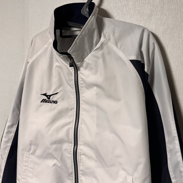 미즈노 흰 검 바람막이 오버핏 자켓