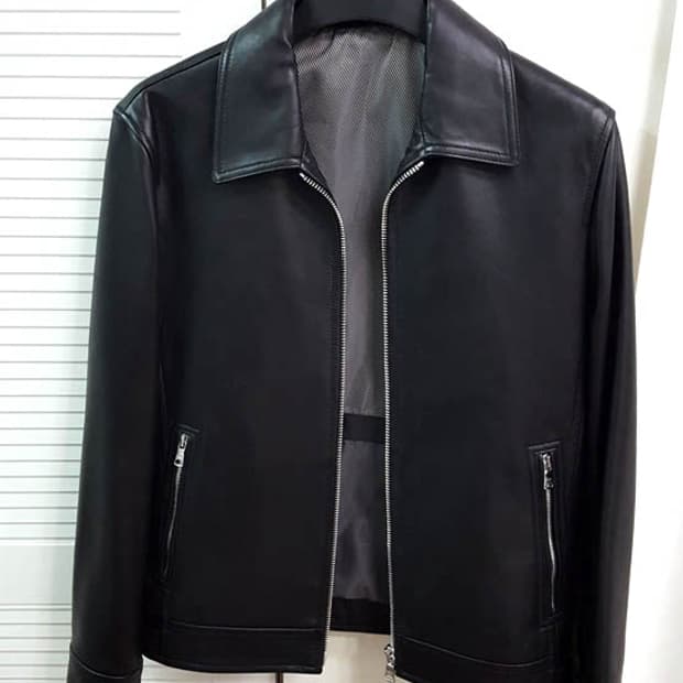 바쏘 남성 블랙 가죽 자켓