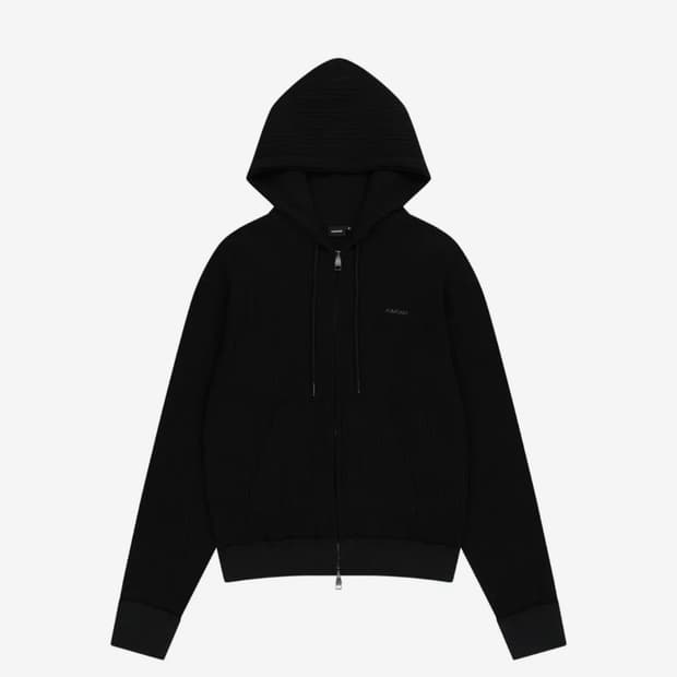 아캄 니티드 후드 집업 블랙