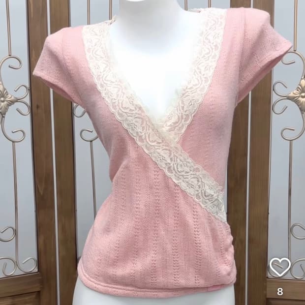 일브 루카빈티지 오리엔탈 페어리 레이스 반팔 핑크 로걀탑 블라우스히메갸루