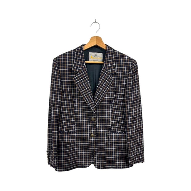 (S) 아쿠아 스큐텀 영국제 클래식 체크 울 블레이저 OB-005
