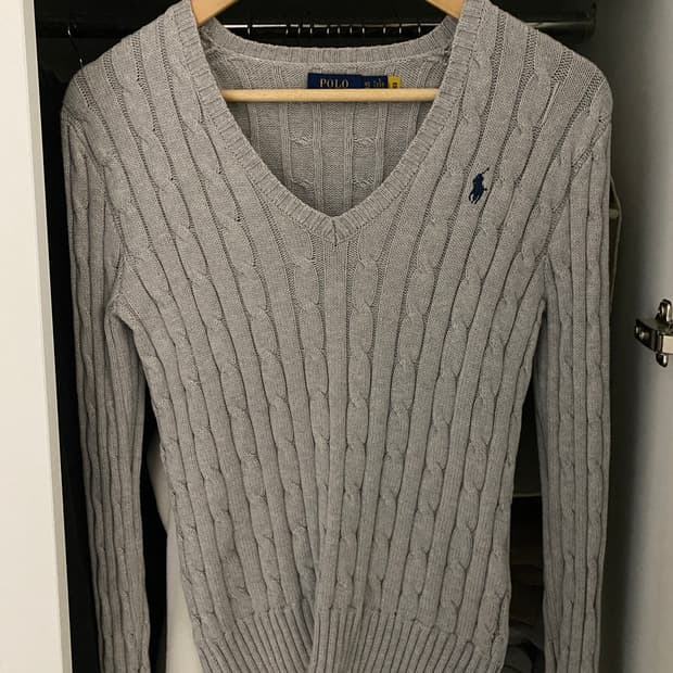 (QR인증 정품) 폴로 브이넥 니트 그레이 xs