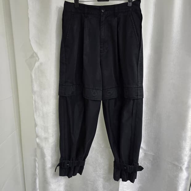 HARE 블랙 버클 포인트 배기 팬츠 (1828)