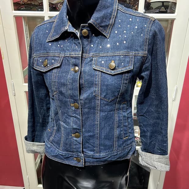 TRALALA denim jacket 트랄라라 큐빅 디테일 데님 자켓