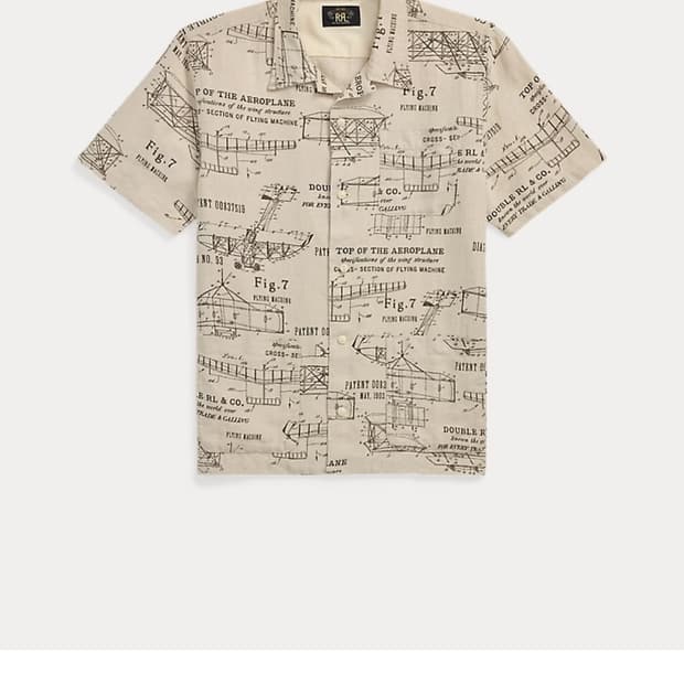 RRL 에어플레인 프린트 리넨 워크셔츠