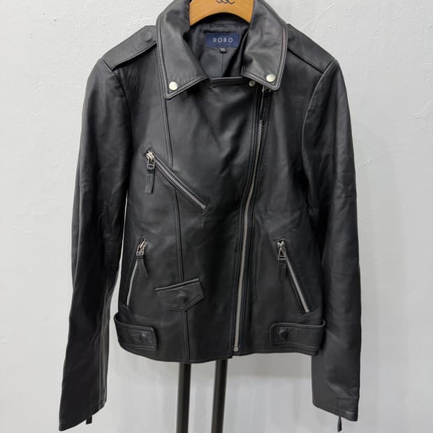정품) ROBO 로보 블랙 가죽 라이더 양가죽 자켓 55