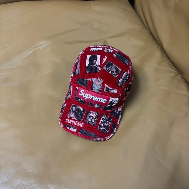 Supreme 슈프림 위어도 데이브 코듀로이 레드 캠프캡 모자 (Red)