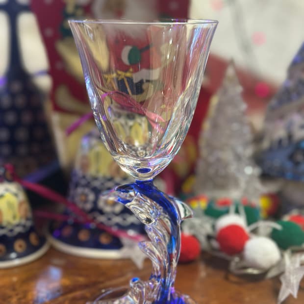 프랑스 빈티지 돌고래 크리스탈 와인잔 아르크 다르크