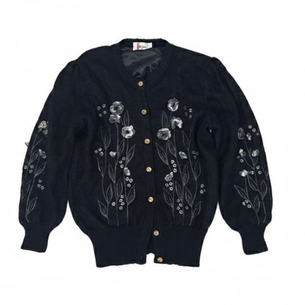 모헤어 70% 입체 플라워 비즈 가디건 