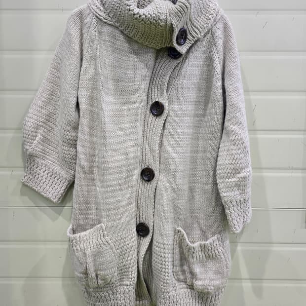 아이보리 후드 롱 니트 가디건
