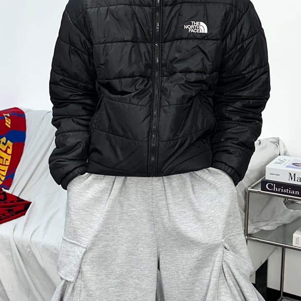 노스페이스 블랙 경량 패딩 자켓 L