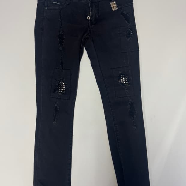 희귀!! 여성 돌체앤가바나 바이커 자물쇠 디테일 데님팬츠