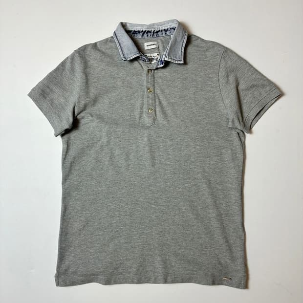 디젤 00's 스틸로고 데님 카라 반팔 티셔츠 PN9191