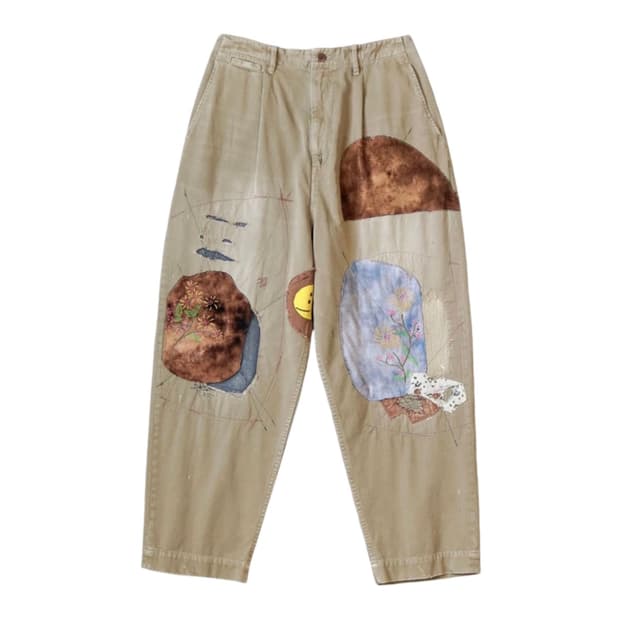 캐피탈 카츠라기 하이 웨이스트 님 팬츠 베이지