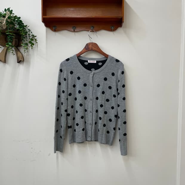 빈티지 도트 라운드 가디건