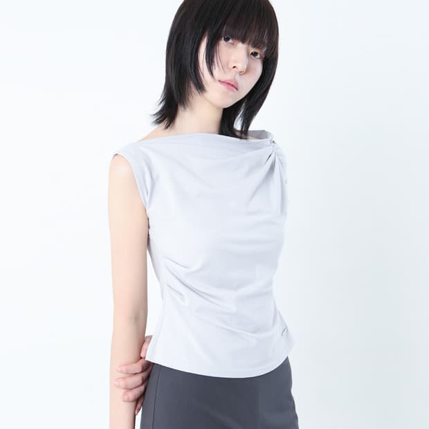 미세키서울 Slanted sleeveless top GREY 