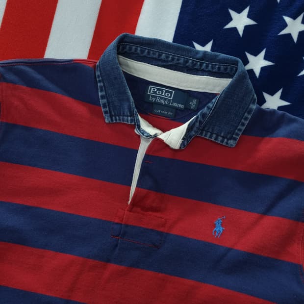 폴로 랄프로렌 스트라이프 럭비 청카라 티셔츠 남녀공용 치프키프