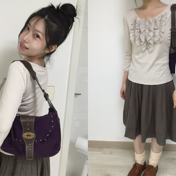 ruffle round neck T