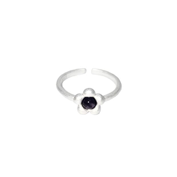 Veve venom flower silver ring-black