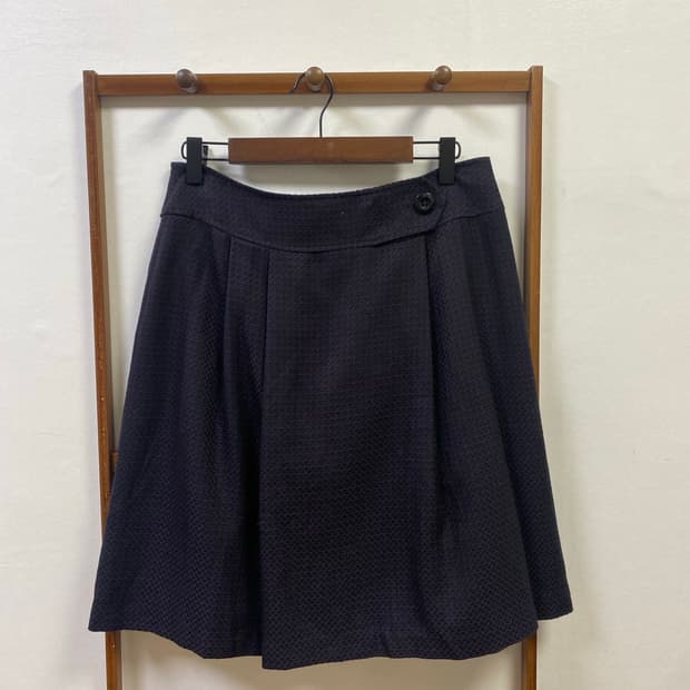 모직 퍼플믹스 주름 치마