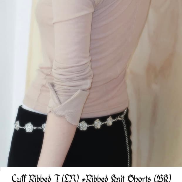 (구함) chiyagi 키야기 Cuffs ribbed tee nude