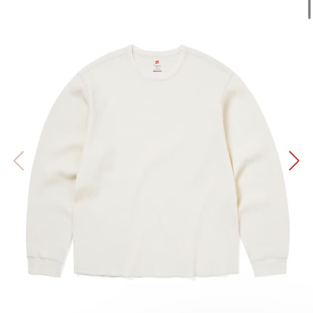 HANES 헤인즈 X 디스이즈네버댓 써멀 롱 슬리브 크루 넥 오프 화이트