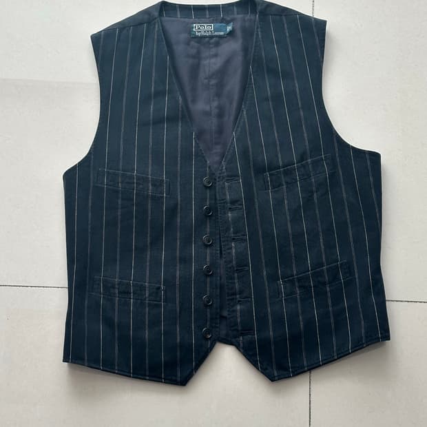 랄프로렌 핀스트라이프 베스트 L