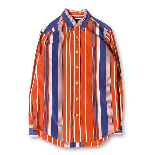 폴로랄프로렌 오렌지 블루 스트라이프 긴팔 셔츠 커스텀핏 S