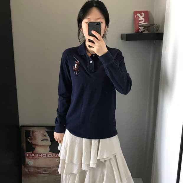 폴로 랄프로렌 빅 포니 로고 네이비 긴팔 카라티
