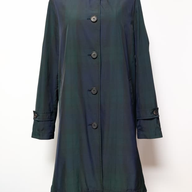 BCBG 다크 그린 타탄 체크 패턴 트렌치코트(85)

