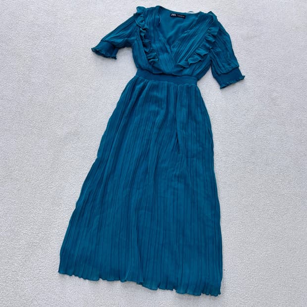 USA(XS) 자라 프릴 플리츠 롱원피스 0416E