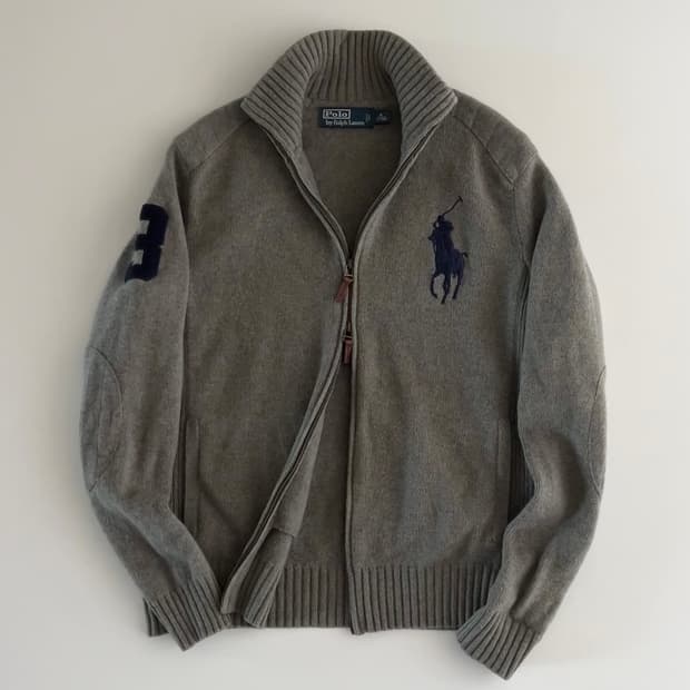 폴로 랄프로렌 빅포니 투웨이 울 니트 집업 M