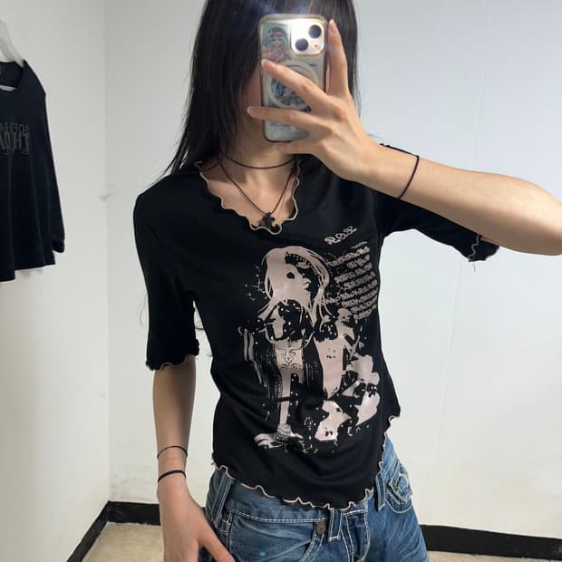 00's girl printing half sleeves