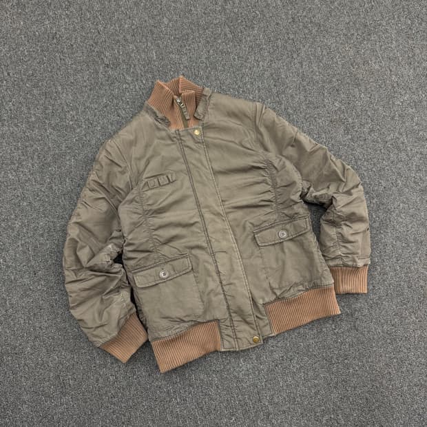 M)Japanese vintage Sunlucas 올리브 니트 봄버자켓